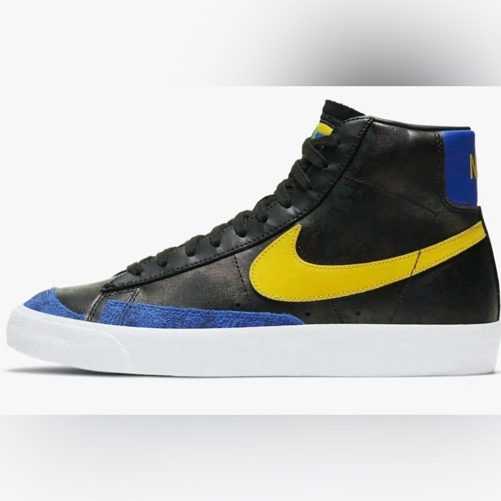 NEW Nike Sneakers Mid77 Peace Love Basketball Patina Black Yellow DC1414001 Sz12